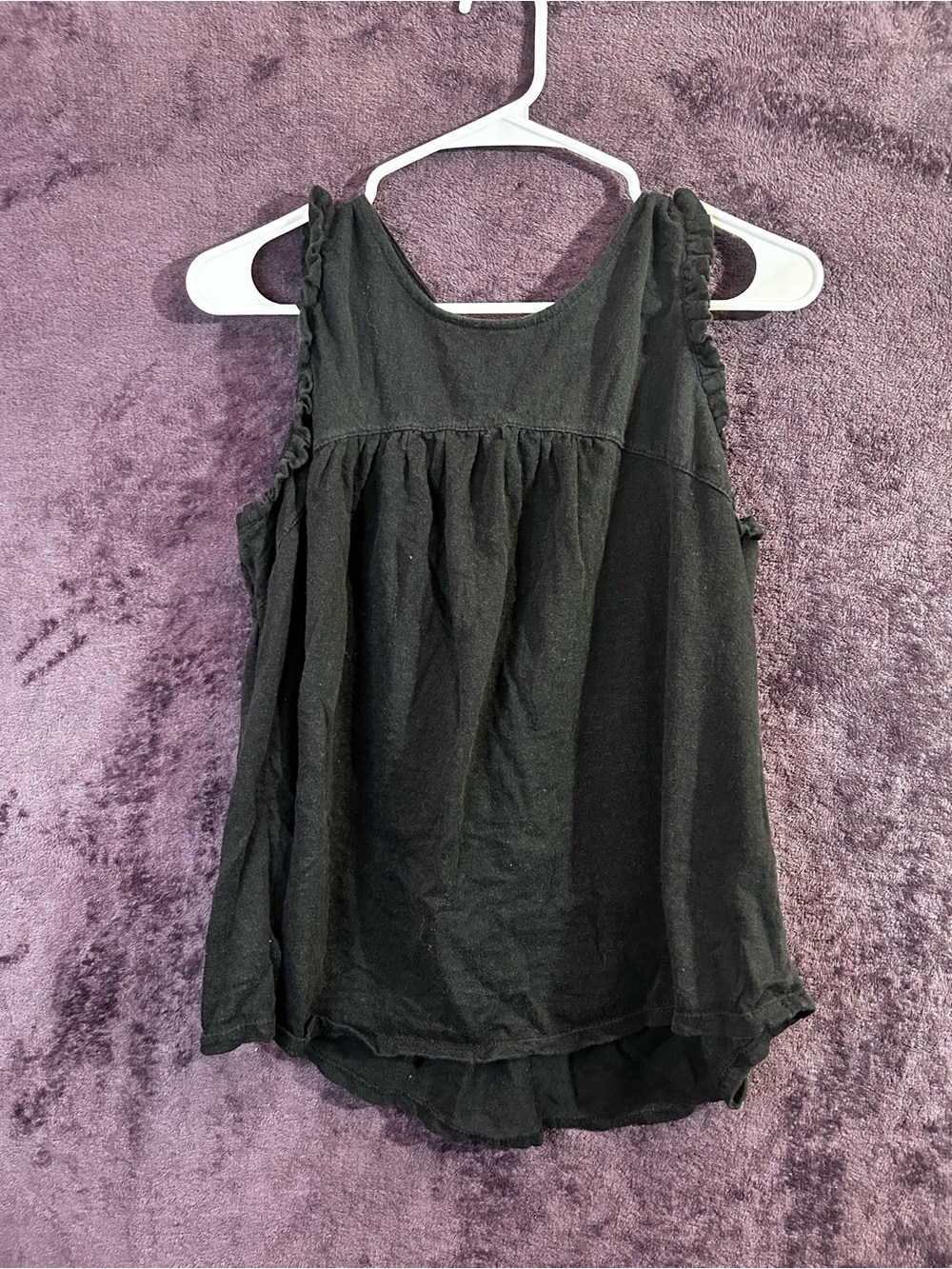 Time and Tru Black Ruffle-Trim Sleeveless Tank